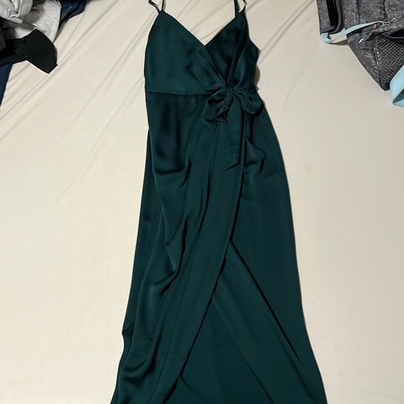 Shona Joy Luxe Tie Front Dress -Emerald - Picture 2 of 6